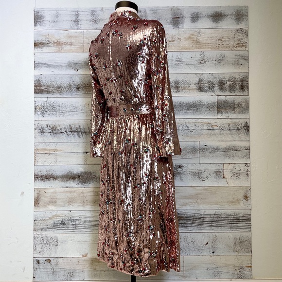 Gucci Pink Sequin Gem Bow Tie Dress Size 40 430500 - Picture 8 of 16